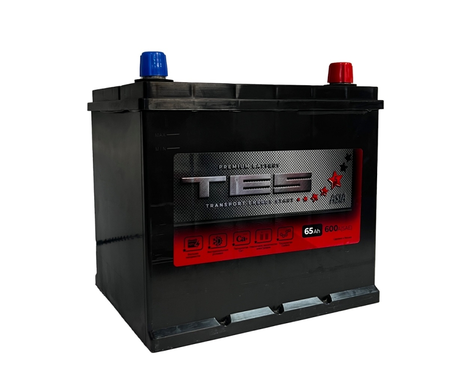 Аккумулятор, TES, 65 Ah, азия, обратная полярность